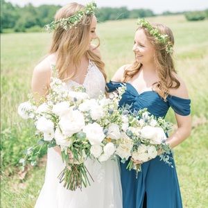 Azazie navy blue size 6 bridesmaid dress in Mille style